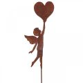 Kerti karó rozsda angyal szív díszítéssel Valentin napi 60cm