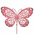 Floristik24 Kerti karó pillangó fém rózsaszín H30cm 6db