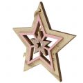 Floristik24 Fa csillag rózsaszín, natúr felakasztható 10cm 6db