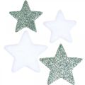 Floristik24 Szórványdísz Karácsonyi szórt csillagok zöld fehér Ø4/5cm 40db