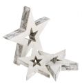 Floristik24 Csillag keverék fából 3-5cm fehér 22db