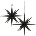 Floristik24 Felakasztható karácsonyi dekorációs csillagok fekete Ø15cm 4db