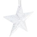 Floristik24 Csillag akasztható átlátszó csillámmal 9,5cm 12db