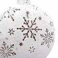 Floristik24 Dekoratív fogas csillag és karácsonyfa golyó hópelyhekkel fém fehér Ø9,5 / 7,6cm H10 / 9,2cm 4db