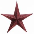 Floristik24 Csillogó csillag akasztani Burgundy Ø30cm