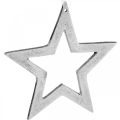 Floristik24 Csillag akasztható ezüst alumínium karácsonyi dekorációhoz 15,5 × 15 cm