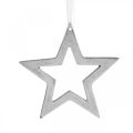 Floristik24 Csillag akasztható ezüst alumínium karácsonyi dekorációhoz 15,5 × 15 cm