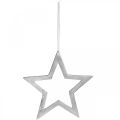 Floristik24 Dekoratív csillag ezüst színű alumínium ajtódíszhez Ø28cm