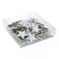 Floristik24 Szórt dekoráció csillagfa natúr, fehér asztaldísz 3cm mix 72db