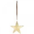 Floristik24 Akasztható csillagok, fém díszek, karácsonyfadíszek arany 9,5 × 9,5 cm 3db