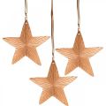 Floristik24 Csillag medál, karácsonyi dekoráció, fém dekoráció réz színű 9,5 × 9,5 cm 3db