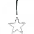 Floristik24 Fém akasztható csillag, Adventi dekoráció, karácsonyi medál ezüst 14 × 14cm