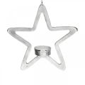 Floristik24 Dekoratív csillag akasztható teamécses tartó fém ezüst 20cm