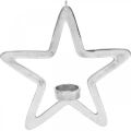 Floristik24 Dekoratív csillag gyertyatartó fém akasztható ezüst 24cm