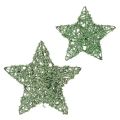 Floristik24 Dekoratív zöld drótcsillag készlet, két méret, 10 cm, 12 darabos