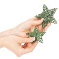 Dekoratív zöld drótcsillag készlet, két méret, 10 cm, 12 darabos | Floristik24.hu