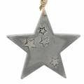 Floristik24 Betonra akasztható karácsonyi csillagok szürke-ezüst 11,5cm 3db