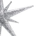 Floristik24 Csillogó csillag akasztható ezüst 13cm 12db