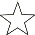 Floristik24 Karácsonyi dekoráció csillag medál fekete csillámos 17,5cm 9db