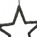 Floristik24 Karácsonyi dekoráció csillag medál fekete csillámos 7,5cm 40db