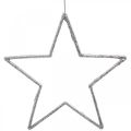 Floristik24 Karácsonyi dekoráció csillag medál ezüst glitter 17,5cm 9db