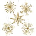 Floristik24 Straw Stars Glitter Gold szett karácsonyi díszek Ø8cm 24db