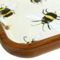 Floristik24 Deco tálca fa négyzet alakú méhek nyári dekorációs tálca 35×23,5×2cm