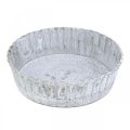 Floristik24 Keksz alakú fém tányér, kerek dísztálca, asztali dekoráció mosott fehér Ø14cm H4cm
