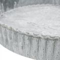 Floristik24 Dekoratív tányér tortaforma, fém díszítéssel, kerek gyertyatartó, fehérre mosott Ø21,5cm H4,5cm
