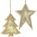 Floristik24 Fém medálok fenyő és csillag, karácsonyfa díszek, karácsonyi dekoráció arany, antik megjelenés H15,5 / 17cm 4db