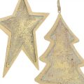 Floristik24 Fém medálok fenyő és csillag, karácsonyfa díszek, karácsonyi dekoráció arany, antik megjelenés H15,5 / 17cm 4db
