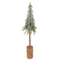 Floristik24 Műfenyő, jeges felülettel, fa talppal, téli dekorációval, 60cm