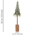 Műfenyő, jeges felülettel, fa talppal, téli dekorációval, 60cm | Floristik24.hu