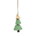 Floristik24 Karácsonyfadíszek, akasztható karácsonyfa, karácsonyi zöld / natúr H10cm L24cm 4db