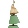 Floristik24 Karácsonyfadíszek, akasztható karácsonyfa, karácsonyi zöld / natúr H10cm L24cm 4db