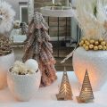 Floristik24 Fenyőtobozok, karácsonyi díszek, behavazott téli fenyő, mosott fehér H40cm Ø18cm