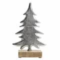 Floristik24 Dekoratív fenyő fa alapon ezüst, natúr fém 24cm × 16cm
