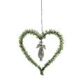 Floristik24 Angyalka akasztható fenyő szív 8cm zöld 6db