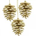 Floristik24 Karácsonyfa díszek dekó kúpok csillogó arany H7cm 6db