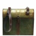 Floristik24 Ültetős táska tetővel és bőrszíjakkal fémszürke, barna / rozsda H28,5cm