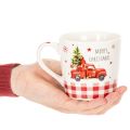 Karácsonyi bögre autóval és karácsonyfával, kerámia bögrék, 10 cm, 2 darab | Floristik24.hu