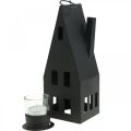 Floristik24 Teavilágító ház, könnyűház fém fekete Ø4,4cm H24cm