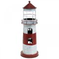 Floristik24 Tealámpa világítótorony fém dekoráció tengeri vörös, fehér Ø14cm H41cm
