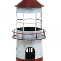 Floristik24 Tealámpa világítótorony fém dekoráció tengeri vörös, fehér Ø14cm H41cm
