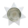 Floristik24 Gyertyatartó fehér csillag alakú üveggel Ø10cm H10,5cm 2db