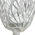 Floristik24 Lámpás fém fehér, teamécses tartó virág Ø13cm H30cm
