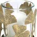 Floristik24 Tealámpa tartó ginkgo levelek arany ginkgo gyertyatartó asztali dekoráció Ø8,5cm