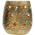 Floristik24 Gyertyatartó Karácsonyi dekoráció csillagok antik optika fém arany Ø9cm H13cm