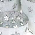 Floristik24 Karácsonyi dekorációs teamécses tartó fehér csillagokkal fém Ø12 / 10 / 8cm 3 db-os készlet