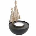 Floristik24 Tealámpa tartó Karácsonyi fenyő csillogó fekete, arany Ø8,5cm 2db